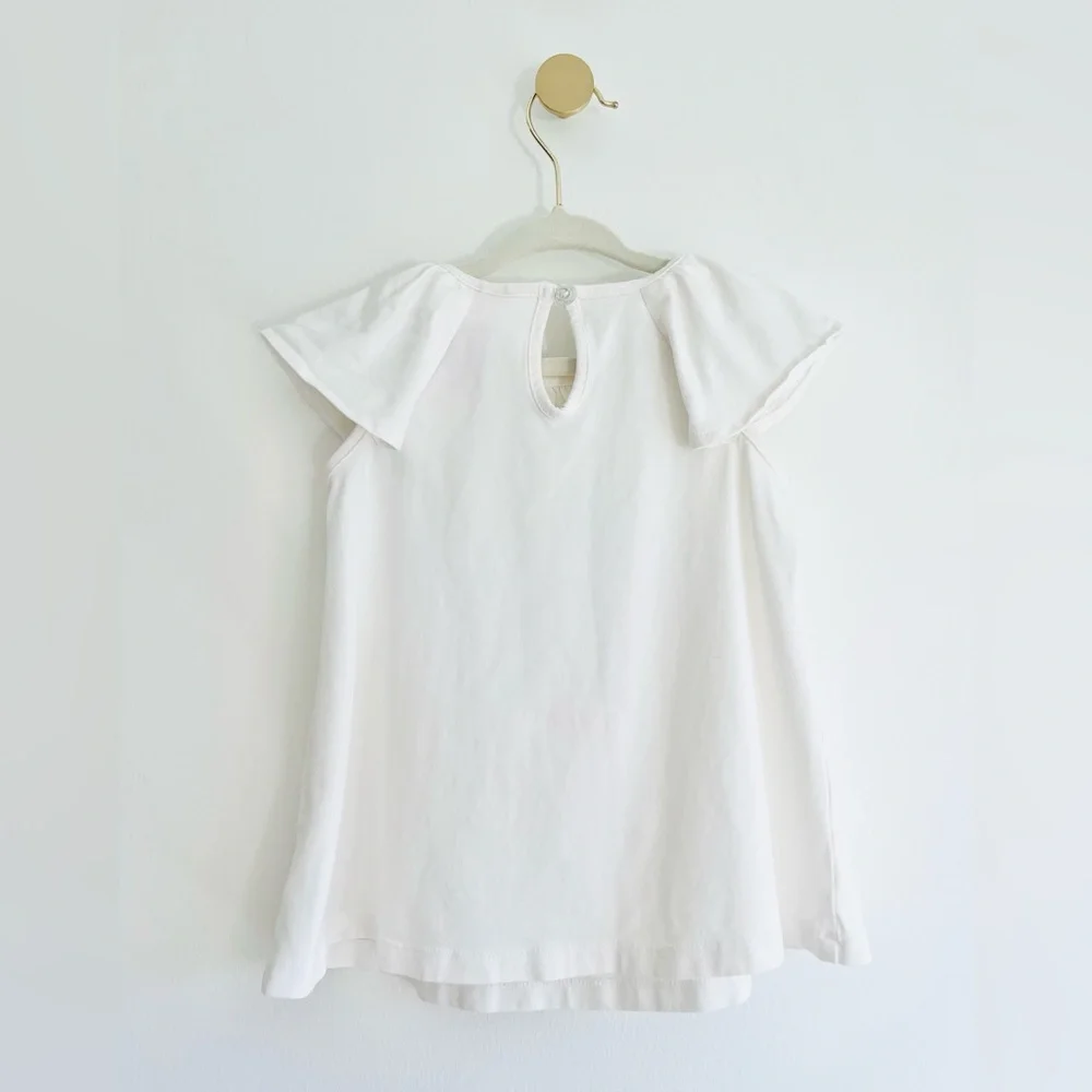 Tommy Bahama White Floral Tropical Bird Flutter Sleeve Top | Girls 24 Months